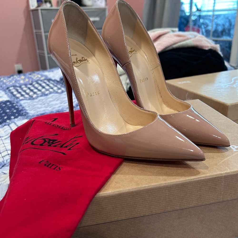 Christian Louboutin Nude Patent Leather Pumps